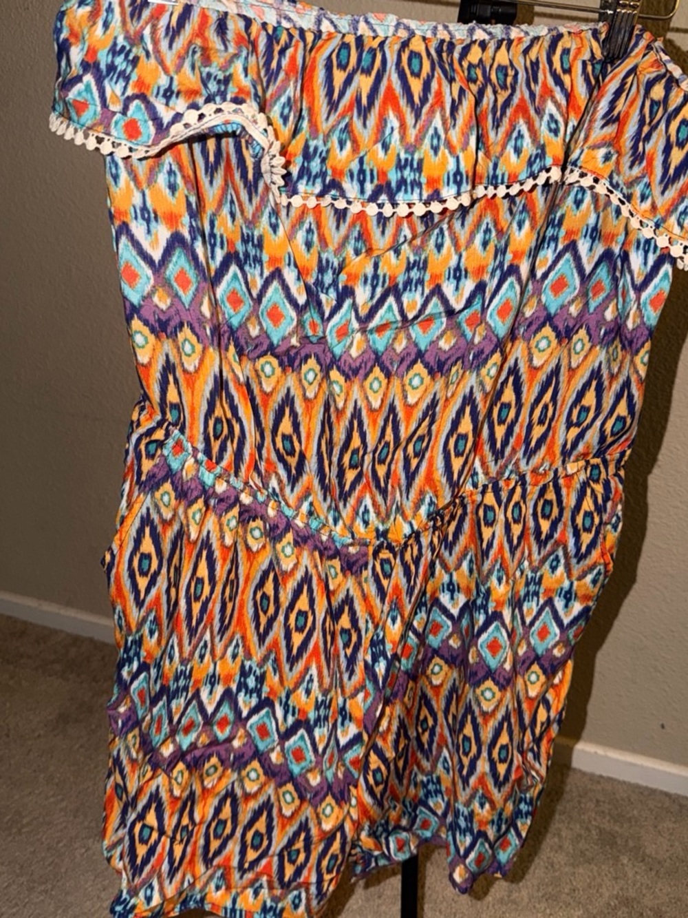 Off-Shoulder Multicolor Printed Romper